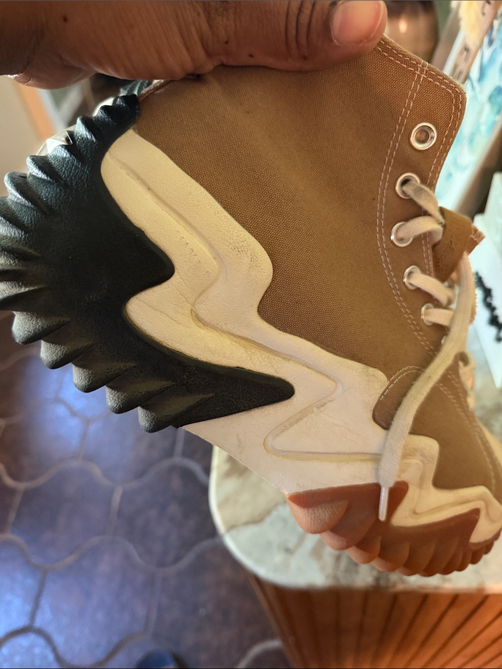 Converse Tan High-Top Sneakers with White & Black Accents